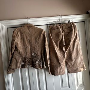 Vintage Beaded Corduroy Pant Suit Set small size 4 embellished y2k workwear